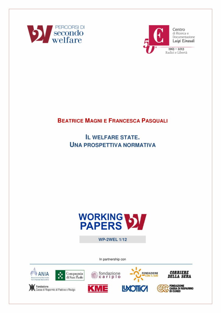 Percorsi di secondo welfare Il welfare state. Una prospettiva normativa