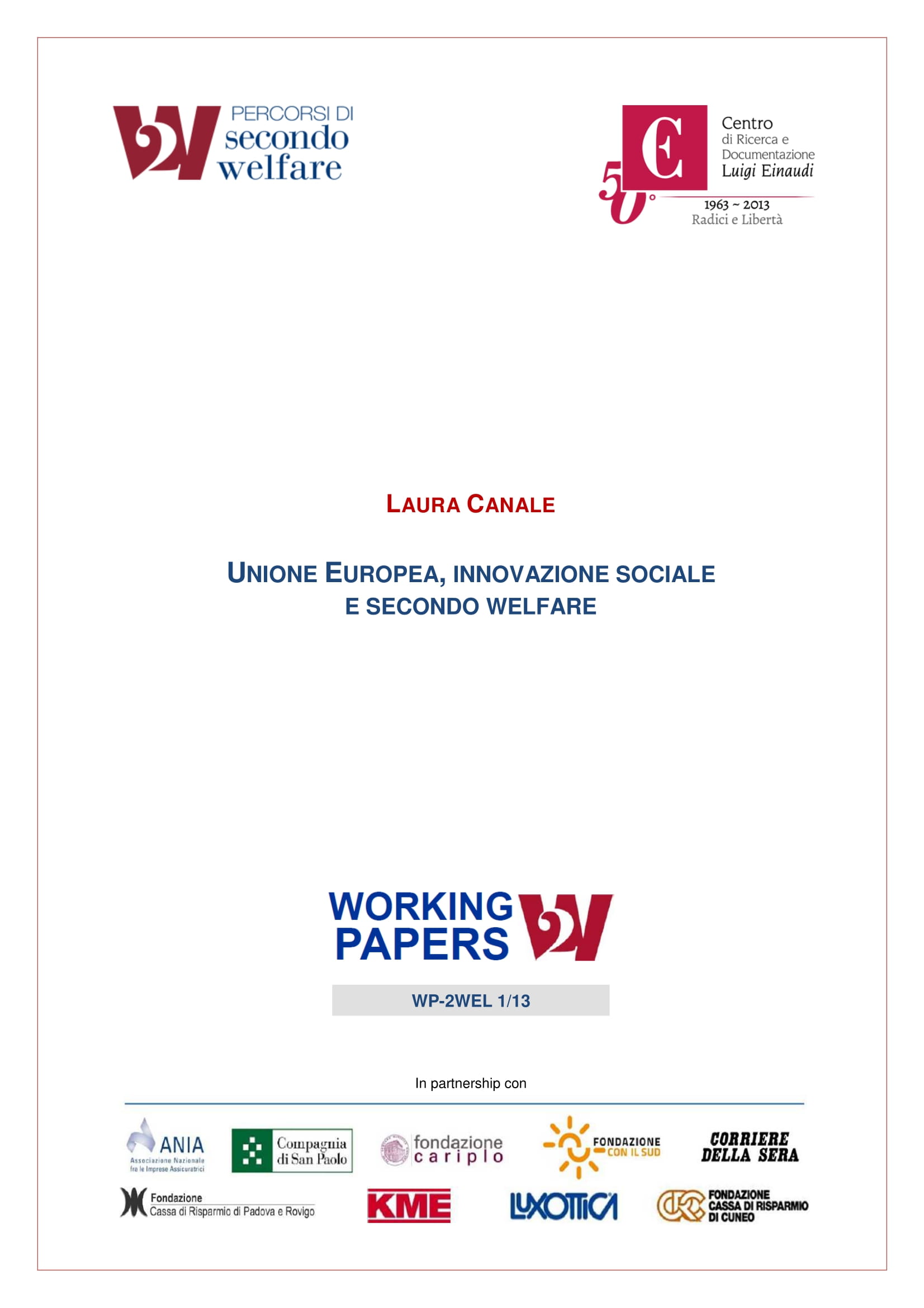 Unione Europea, innovazione sociale e secondo welfare