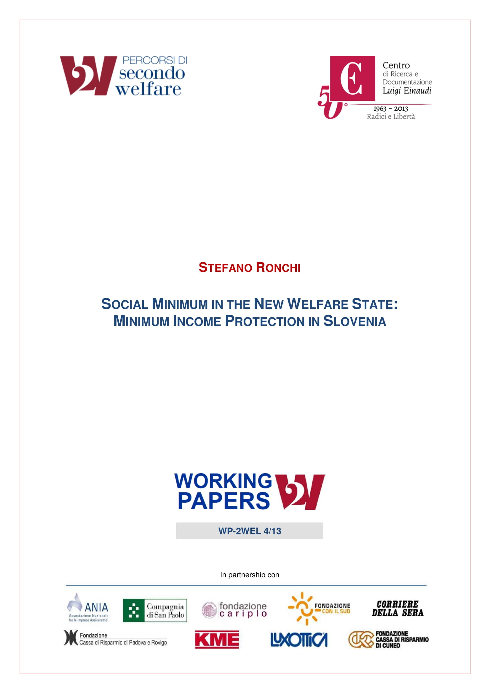 Social minimum in the new welfare state: minimum income protection in Slovenia