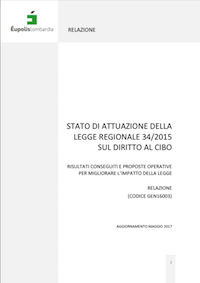 Stato di attuazione della Legge Regionale 34/2015 sul diritto al cibo