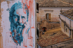 Murales Gorgia da Leontinoi di Marta Lorenzon. Foto di copertina di un articolo di Secondo Welfare dedicato all'esperienza di rigenerazione urbana promossa da Badia Lost & Found a Lentini e in Sicilia