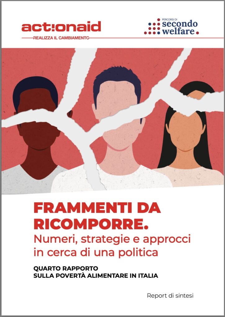 Copertina di "Frammenti da ricomporre". Quarto Rapporto di Action Aid sulla povertà alimentare