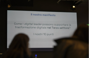 Uno dei momenti dell'evento finale della Comunità di pratica del progetto Non Profit Digital Leaders promosso da Social Techno - TechSoup Italia